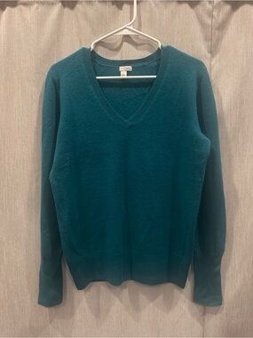 Halogen Teal Cashmere Crewneck Sweater